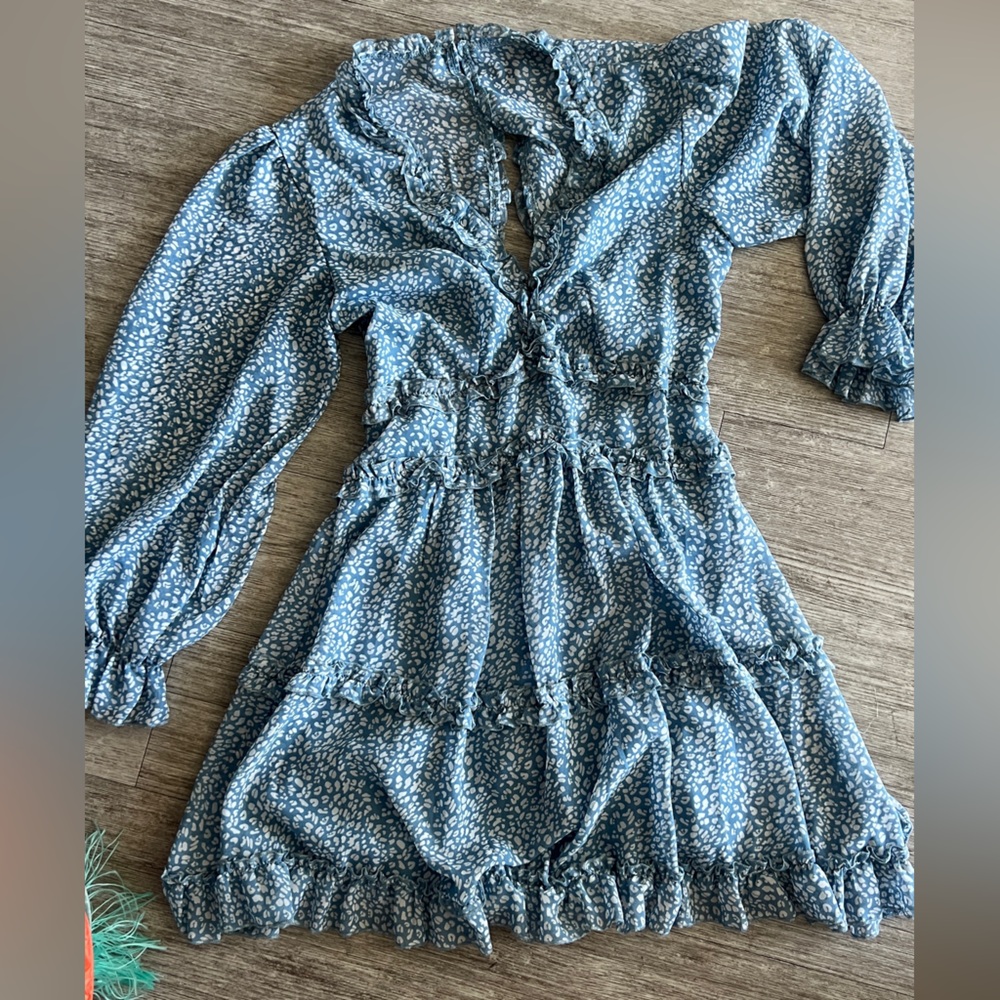 Blue flowy long sleeve dress - viral amazon tinx dress